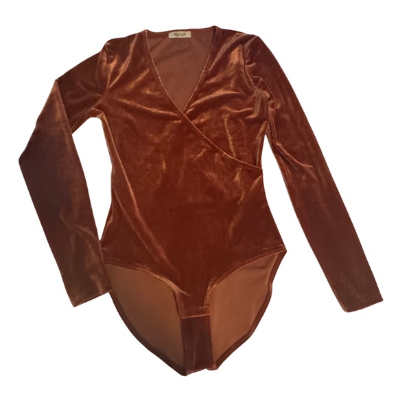 MADEWELL VELVET WRAP LONG SLEEVE BODY SUIT - Picture 1 of 3